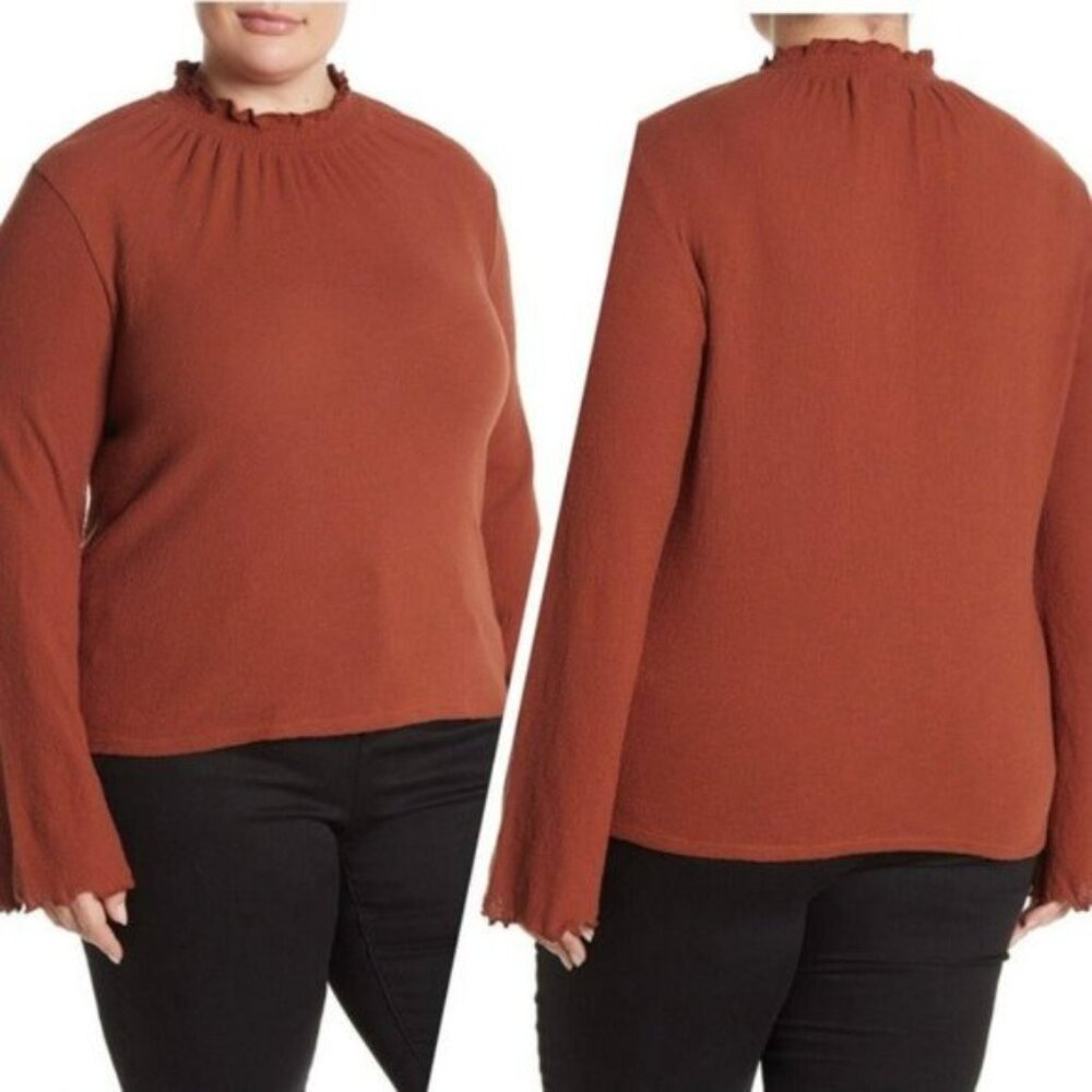 Madewell | Texture & Thread Ruffled Mockneck Top | Size Extra Small